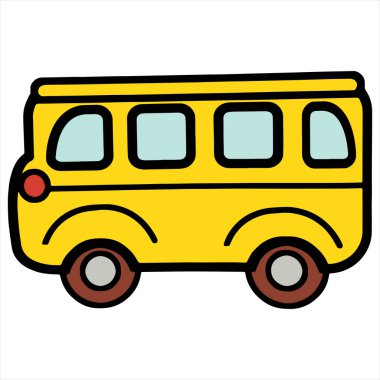 Sevimli çizgi otobüs çocuk için beyaz arka plan üzerinde yazdırır, t-shirt, renkli kitap, çocuklar için eğlenceli ve samimi karakter