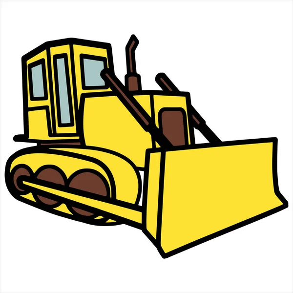 Cute Cartoon Bulldozer White Background Childrens Prints Shirt Color Book — Stock Vector