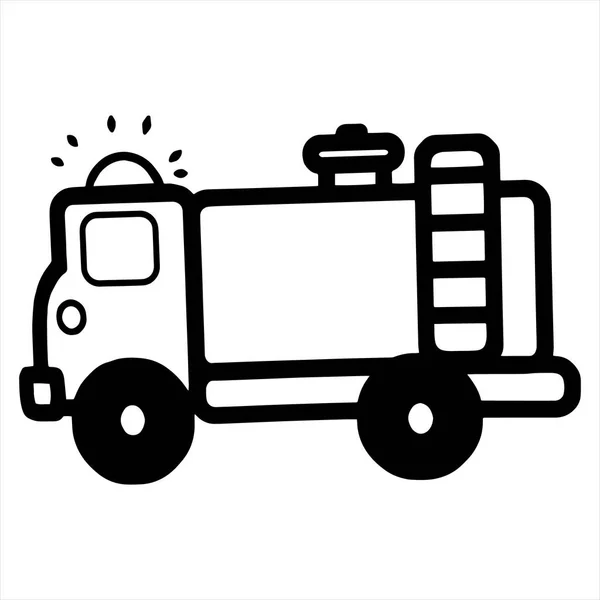 Carino Camion Dei Pompieri Del Fumetto Sfondo Bianco Stampe Bambini — Vettoriale Stock