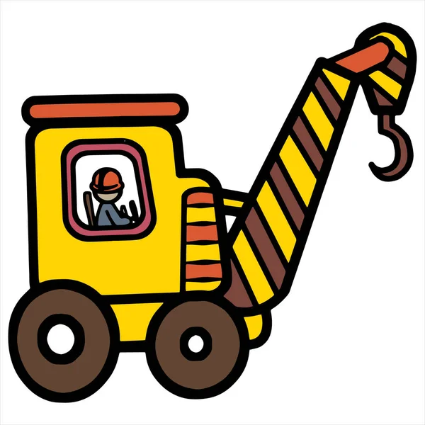 Beyaz arka plan üzerinde sevimli çizgi vinç çocuk için t-shirt, renkli kitap, çocuklar için eğlenceli ve samimi karakter yazdırır