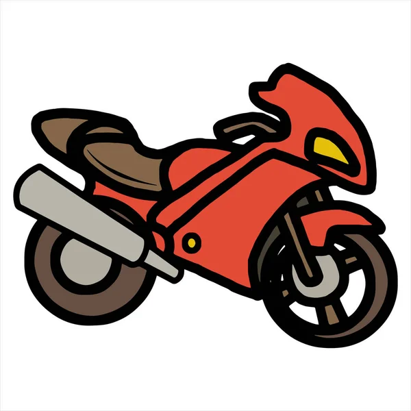 Söta Tecknade Motocycle Vit Bakgrund För Barnens Utskrifter Shirt Färg — Stock vektor