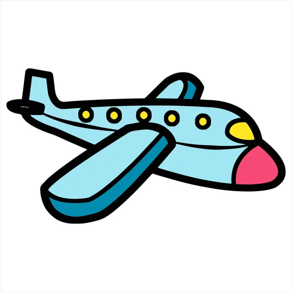 Avion Dessin Animé Mignon Sur Fond Blanc Pour Les Impressions — Image vectorielle