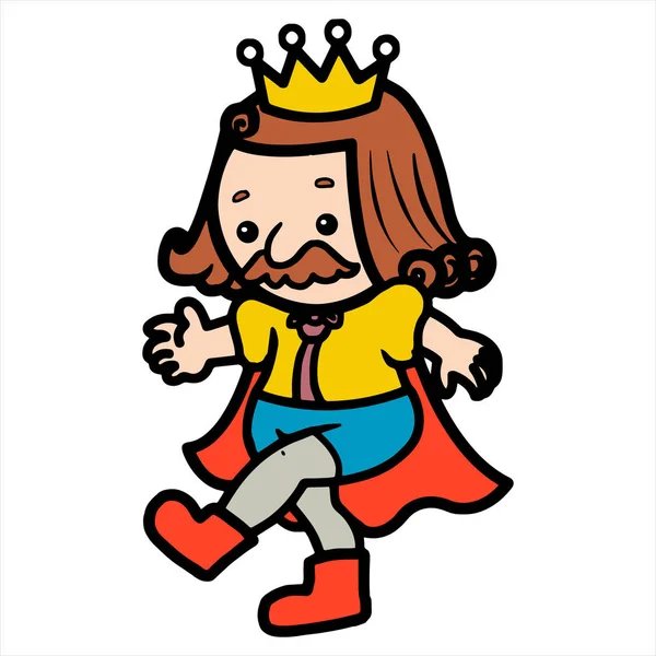 可爱的卡通国王在白色背景为儿童版画 彩色书 有趣和友好的性格的孩子 — 图库矢量图片