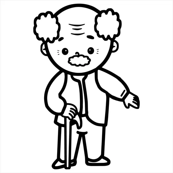 可爱的卡通老人在白色背景的儿童版画 彩色书 有趣和友好的性格的孩子 — 图库矢量图片