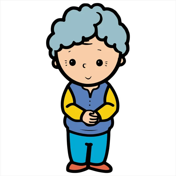 Cute Cartoon Old Woman White Background Childrens Prints Shirt Color — Stock Vector