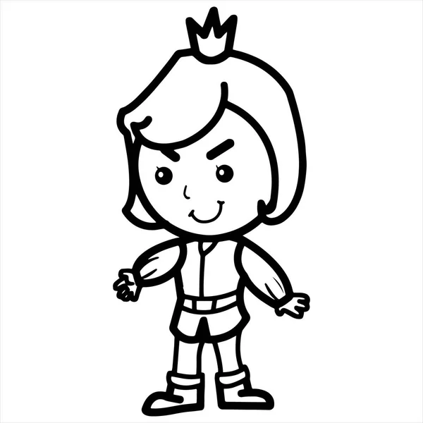 可爱的卡通王子在白色背景的儿童版画 彩色书 有趣和友好的性格的孩子 — 图库矢量图片