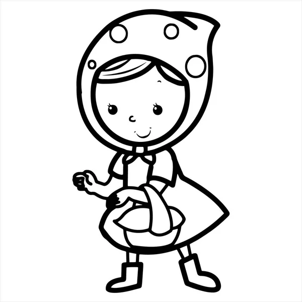 Söta Tecknade Red Riding Hood Vit Bakgrund För Barnens Utskrifter — Stock vektor