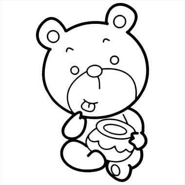 Sevimli çizgi ayı çocuk için beyaz arka plan üzerinde yazdırır, t-shirt, renkli kitap, çocuklar için eğlenceli ve samimi karakter