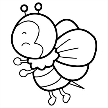 Sevimli çizgi arı çocuk için beyaz arka plan üzerinde yazdırır, t-shirt, renkli kitap, çocuklar için eğlenceli ve samimi karakter