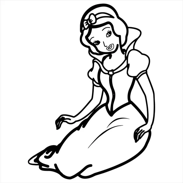 Sevimli çizgi Pamuk Prenses çocuk için beyaz arka plan üzerinde yazdırır, t-shirt, renkli kitap, çocuklar için eğlenceli ve samimi karakter