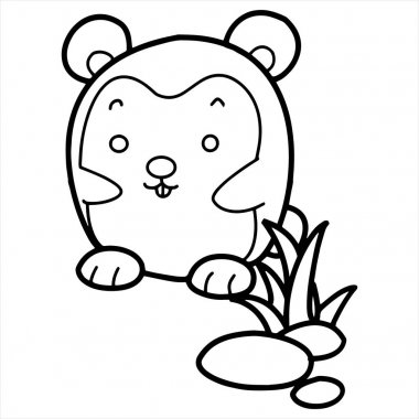 Sevimli çizgi fare çocuk için beyaz arka plan üzerinde yazdırır, t-shirt, renkli kitap, çocuklar için eğlenceli ve samimi karakter