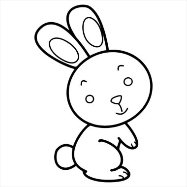 Sevimli çizgi tavşan çocuk için beyaz arka plan üzerinde yazdırır, t-shirt, renkli kitap, çocuklar için eğlenceli ve samimi karakter