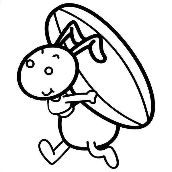 子供のための白い背景の上のかわいい漫画アリ プリント シャツ カラー ブック 面白いで人懐っこいキャラクター子供用 — ストックベクタ