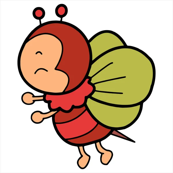 Linda Abeja Dibujos Animados Sobre Fondo Blanco Para Impresiones Infantiles — Vector de stock