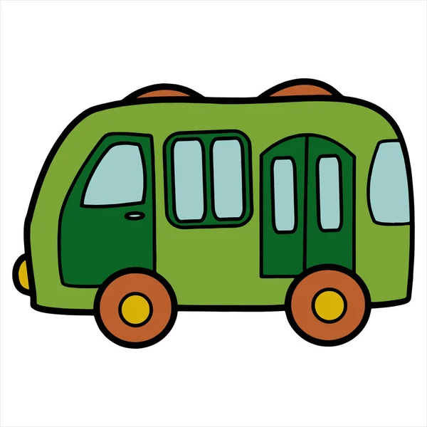 Niedlichen Cartoon Bus Auf Weißem Hintergrund Für Kinder Drucke Shirt — Stockvektor