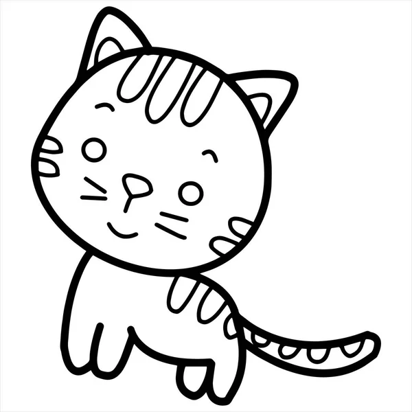 Roztomilý Kreslený Kočka Bílém Pozadí Pro Dětské Tiskne Tričko Barva — Stockový vektor
