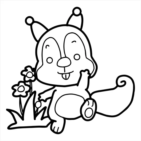 可爱的卡通松鼠在白色背景的儿童版画 彩色书 有趣和友好的性格的孩子 — 图库矢量图片