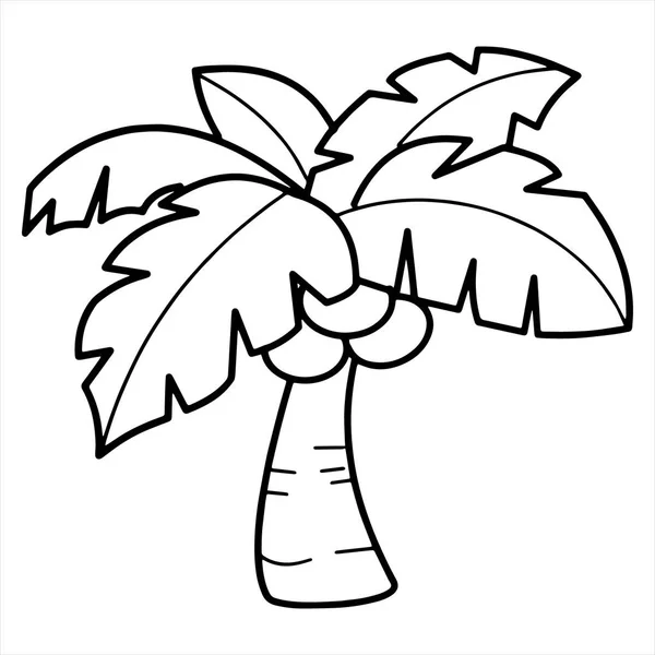 Mignon Arbre Noix Coco Dessin Animé Sur Fond Blanc Pour — Image vectorielle