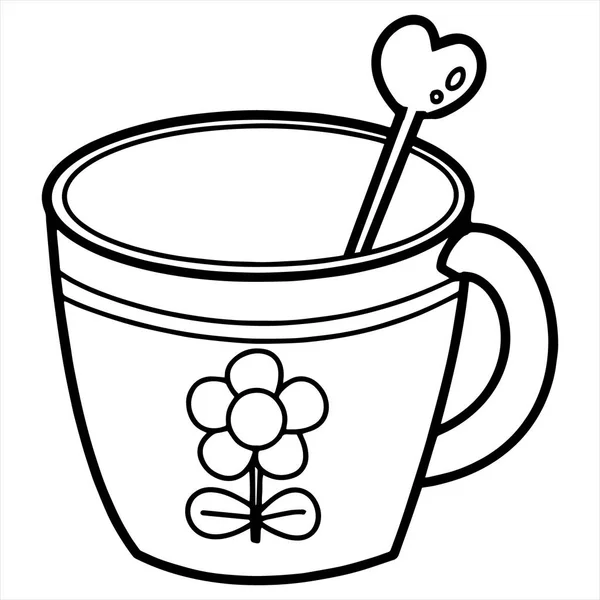 Linda Taza Dibujos Animados Sobre Fondo Blanco Para Impresiones Infantiles — Archivo Imágenes Vectoriales