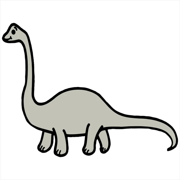 Schattige Cartoon Dinosaurus Witte Achtergrond Voor Childrens Wordt Afgedrukt Shirt — Stockvector