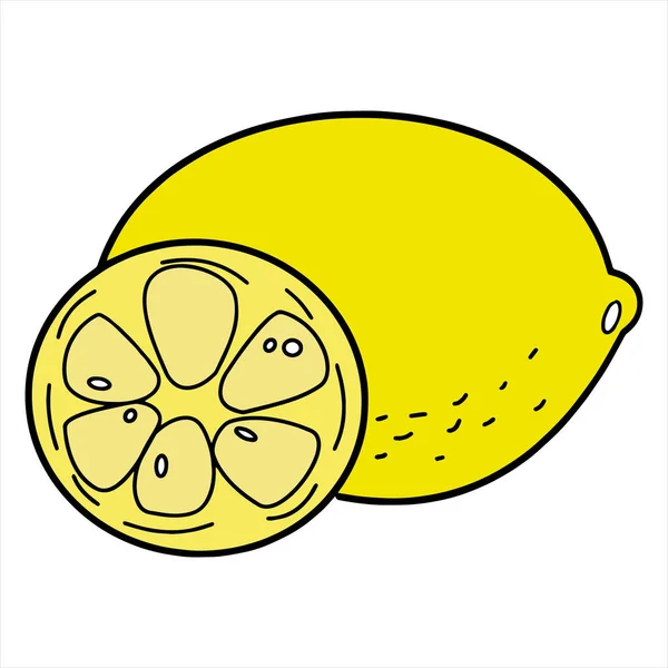 Mignon Dessin Animé Citron Sur Fond Blanc Pour Les Imprimés — Image vectorielle