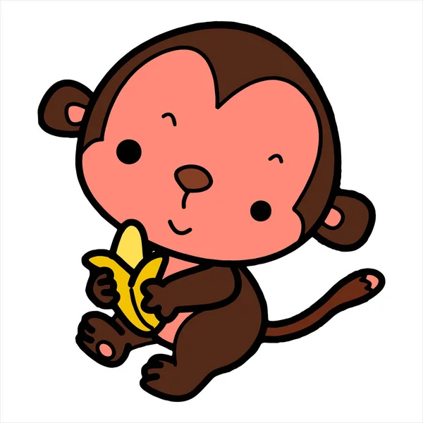 Cute Cartoon Monkey White Background Childrens Prints Shirt Color Book — Stock Vector