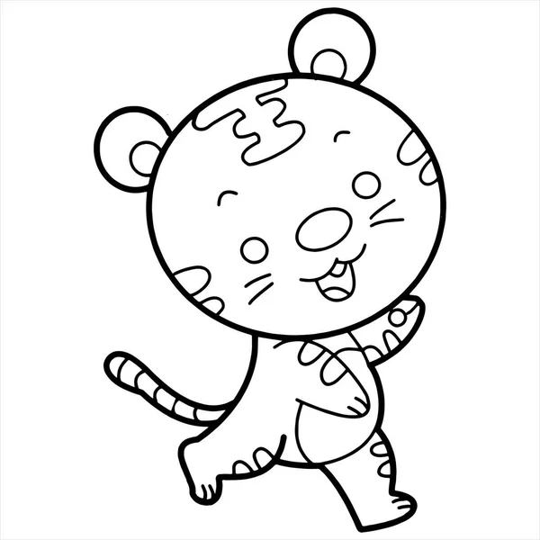 Roztomilý Kreslený Tygr Bílém Pozadí Pro Dětské Tiskne Tričko Barva — Stockový vektor