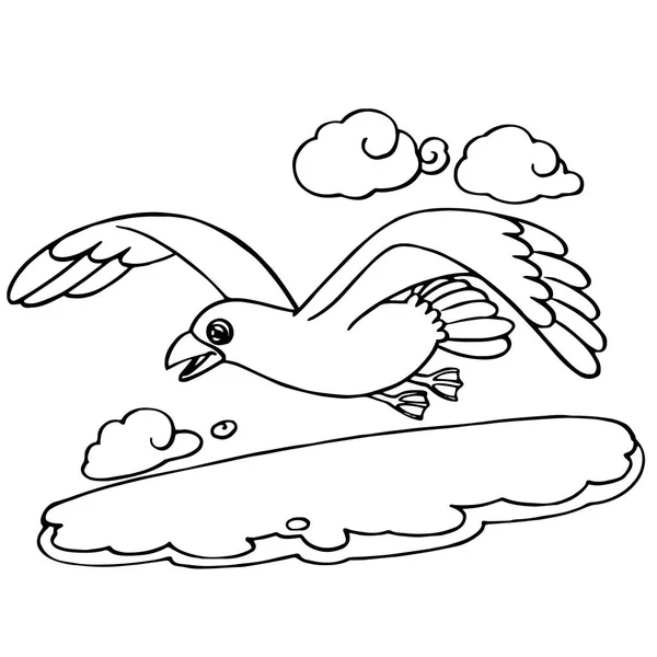 Lindo Pájaro Tormenta Dibujos Animados Sobre Fondo Blanco Para Impresiones — Archivo Imágenes Vectoriales