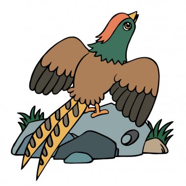 Sevimli çizgi sülün çocuk için beyaz arka plan üzerinde yazdırır, t-shirt, renkli kitap, çocuklar için eğlenceli ve samimi karakter