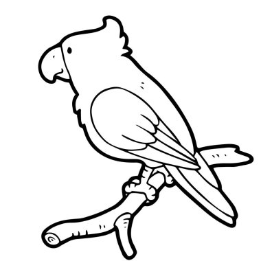 Sevimli çizgi papağan çocuk için beyaz arka plan üzerinde yazdırır, t-shirt, renkli kitap, çocuklar için eğlenceli ve samimi karakter