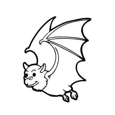 Sevimli çizgi yarasa çocuk için beyaz arka plan üzerinde yazdırır, t-shirt, renkli kitap, çocuklar için eğlenceli ve samimi karakter