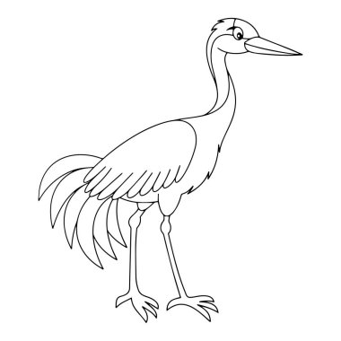 Sevimli çizgi leylek çocuk için beyaz arka plan üzerinde yazdırır, t-shirt, renkli kitap, çocuklar için eğlenceli ve samimi karakter