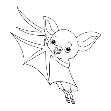 Sevimli çizgi yarasa çocuk için beyaz arka plan üzerinde yazdırır, t-shirt, renkli kitap, çocuklar için eğlenceli ve samimi karakter