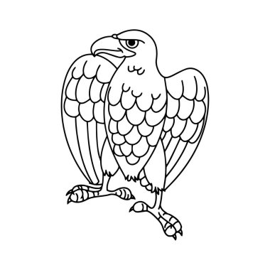 Sevimli çizgi kartal çocuk için beyaz arka plan üzerinde yazdırır, t-shirt, renkli kitap, çocuklar için eğlenceli ve samimi karakter