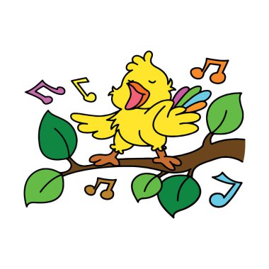 Sevimli çizgi kuş çocuk için beyaz arka plan üzerinde yazdırır, t-shirt, renkli kitap, çocuklar için eğlenceli ve samimi karakter