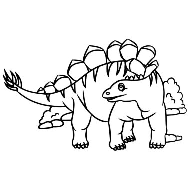 Sevimli çizgi stegosaurus çocuk için beyaz arka plan üzerinde yazdırır, t-shirt, renkli kitap, çocuklar için eğlenceli ve samimi karakter
