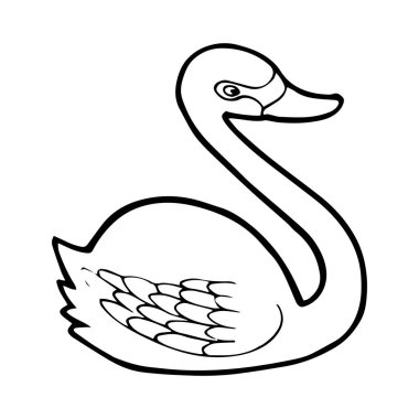 Sevimli çizgi kuğu çocuk için beyaz arka plan üzerinde yazdırır, t-shirt, renkli kitap, çocuklar için eğlenceli ve samimi karakter