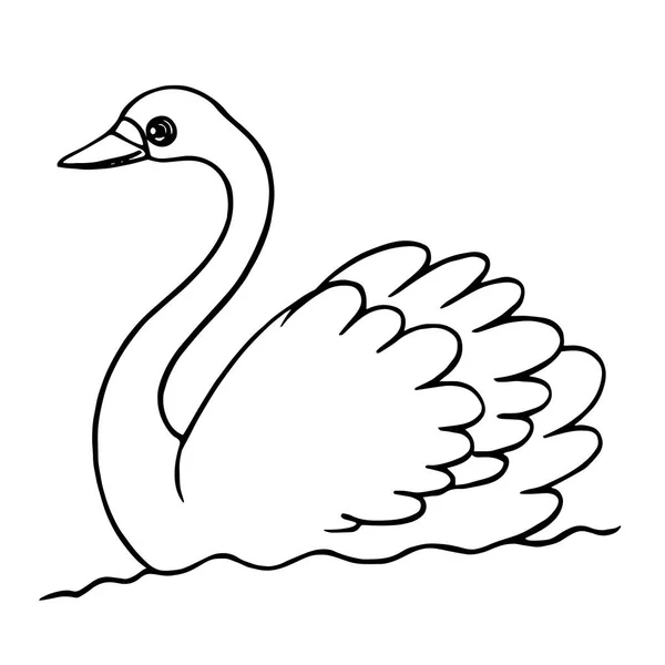 Cisne Bonito Dos Desenhos Animados Fundo Branco Para Impressões Infantis —  Vetores de Stock