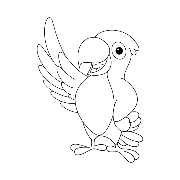 Sevimli çizgi papağan çocuk için beyaz arka plan üzerinde yazdırır, t-shirt, renkli kitap, çocuklar için eğlenceli ve samimi karakter