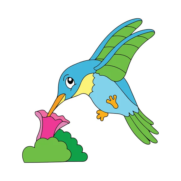 Schattige Cartoon Humming Bird Witte Achtergrond Voor Childrens Wordt Afgedrukt — Stockvector