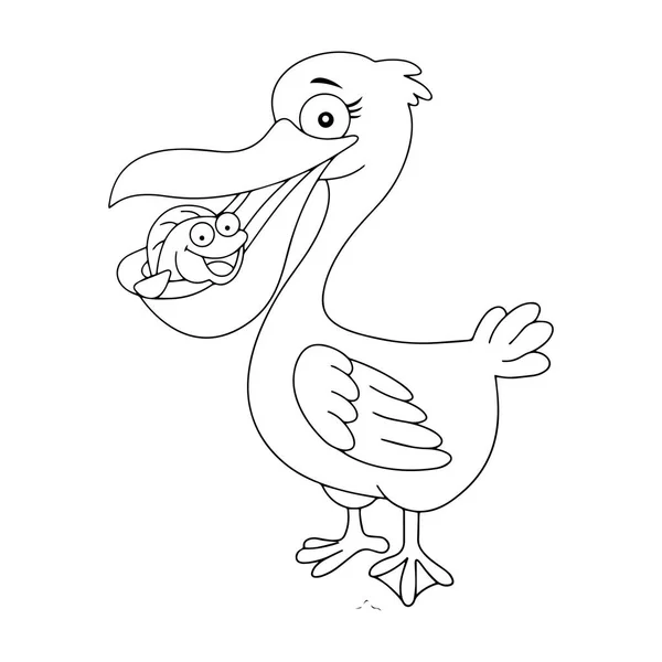 Sevimli çizgi Pelikan çocuk için beyaz arka plan üzerinde yazdırır, t-shirt, renkli kitap, çocuklar için eğlenceli ve samimi karakter