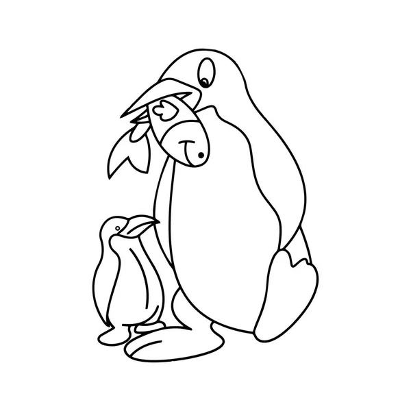 Niedlicher Cartoon Pinguin Auf Weißem Hintergrund Für Kinderdrucke Shirt Farbbuch — Stockvektor