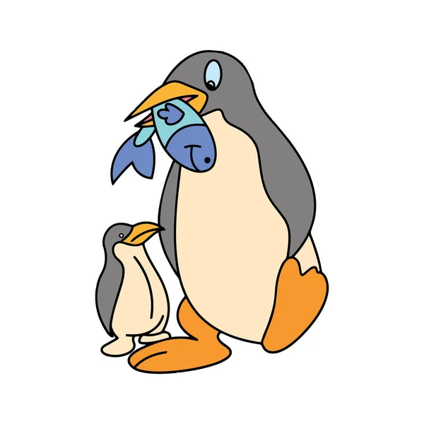 Lindo Pingüino Dibujos Animados Sobre Fondo Blanco Para Estampados Infantiles — Vector de stock