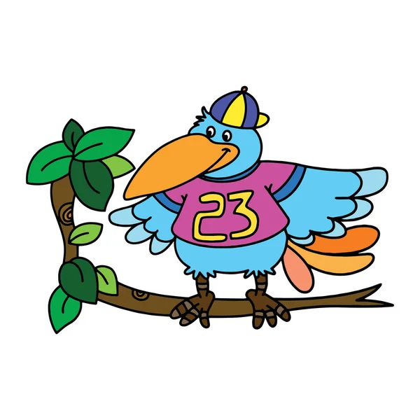 Schattige Cartoon Vogel Witte Achtergrond Voor Childrens Wordt Afgedrukt Shirt — Stockvector