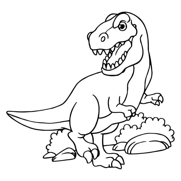 Schattige Cartoon Dinosaurus Tyrannosaurus Witte Achtergrond Voor Childrens Wordt Afgedrukt — Stockvector