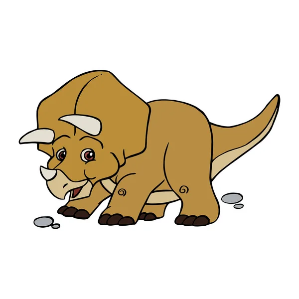子供のための白い背景の上のかわいい漫画恐竜トリケラトプス プリント シャツ カラー ブック 面白いで人懐っこいキャラクター子供用 — ストックベクタ