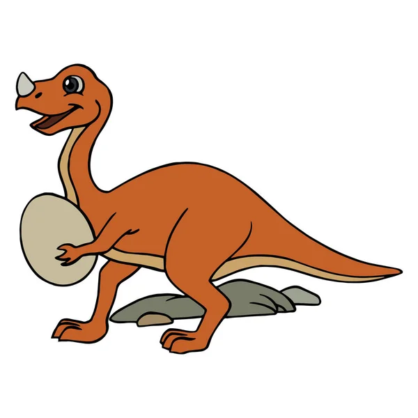 Cute Cartoon Velociraptor White Background Childrens Prints Shirt Color Book — Stock Vector