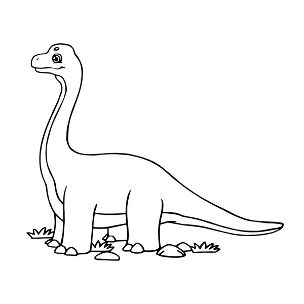 Mignon Dessin Animé Dinosaure Diplodocus Sur Fond Blanc Pour Les — Image vectorielle