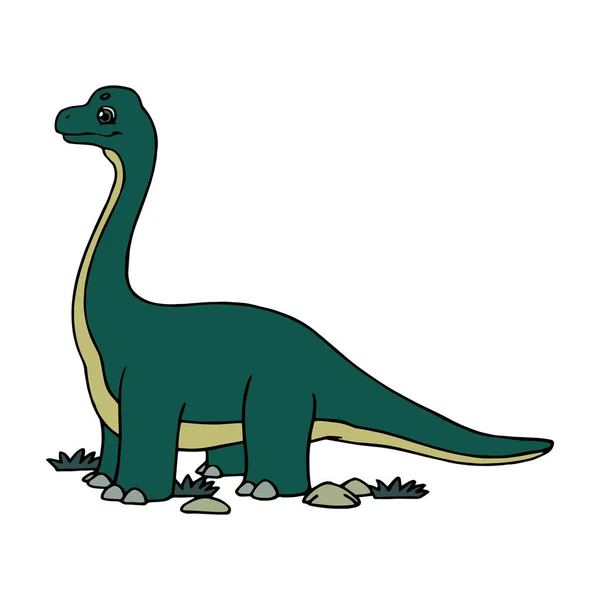 Aranyos Rajzfilm Dinoszaurusz Diplodocus Fehér Háttér Gyermekek Nyomatok Póló Színes — Stock Vector