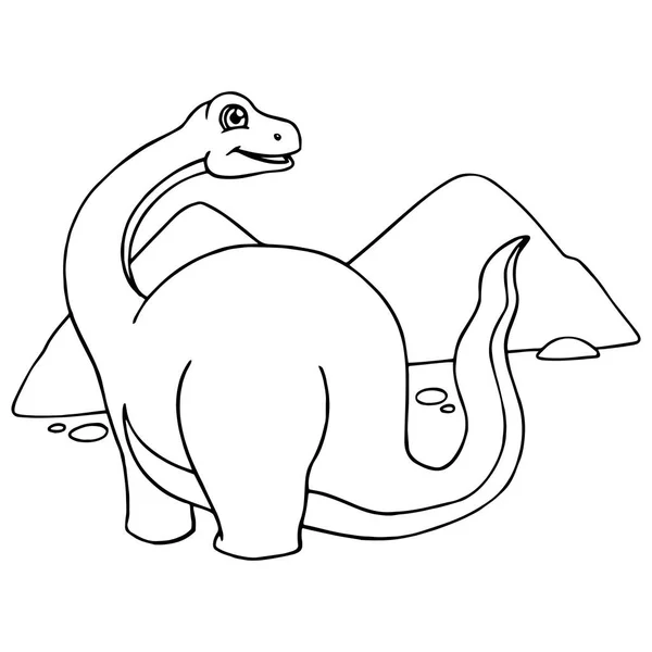 Niedlichen Cartoon Dinosaurier Diplodocus Auf Weißem Hintergrund Für Kinder Drucke — Stockvektor